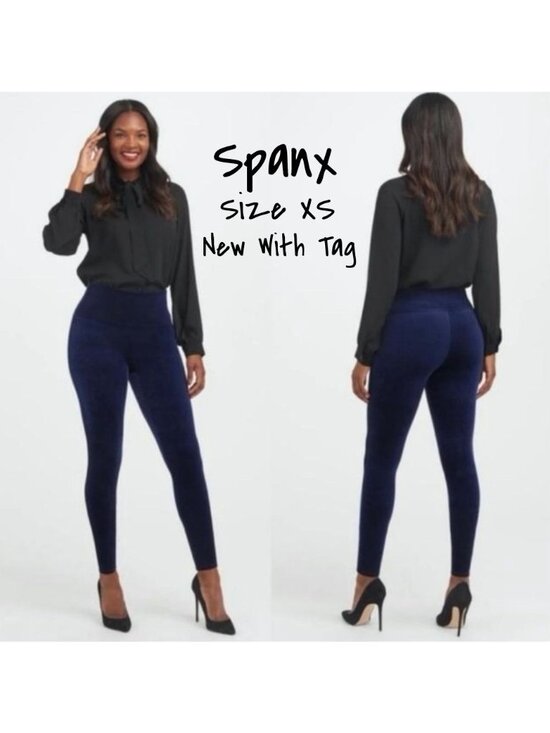 Spanxr Pants - Spanx Velvet Velour Leggings Women's Lapis Night Blue X-Small New With Tag